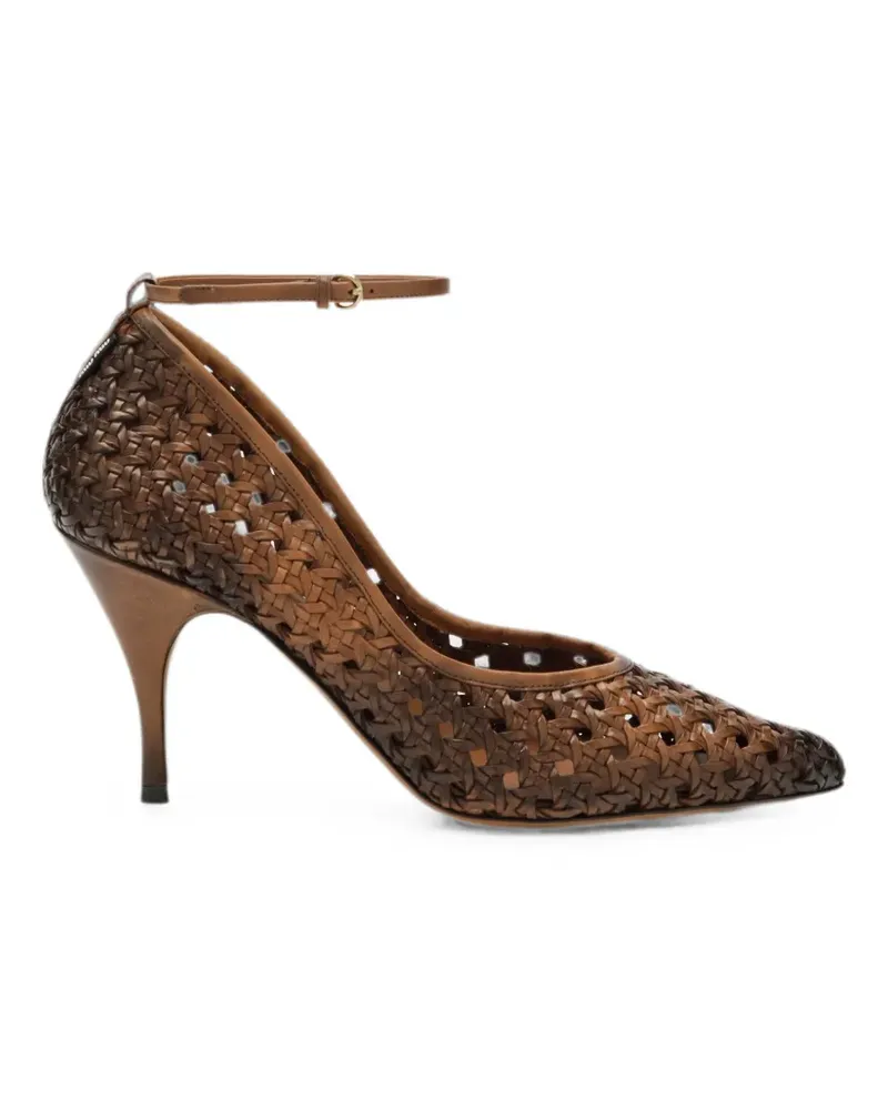 Miu Miu woven-leather ankle-strap pumps - Braun Braun