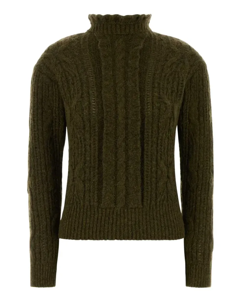 Moncler cable-knit ruffled-collar sweater - Grün Grün