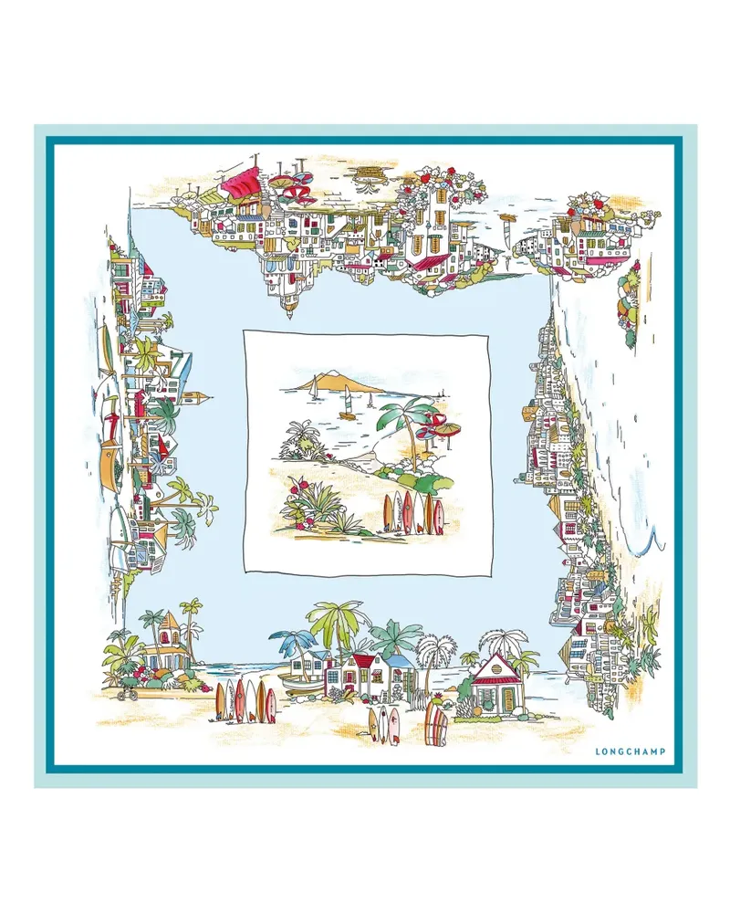 Longchamp Vivement l'Eté Seidenschal - Blau Blau