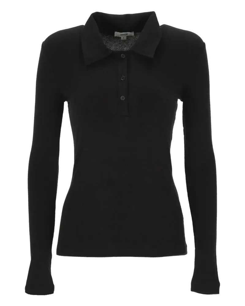 AGOLDE buttoned polo top - Schwarz Schwarz