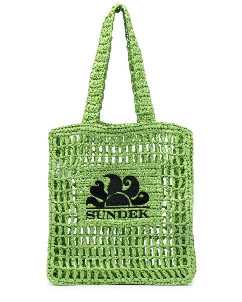 Sundek Schultertasche mit Logo-Stickerei - Grün Grün