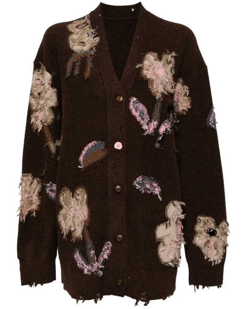 JNBY Floraler Cardigan mit V-Ausschnitt - Braun Braun