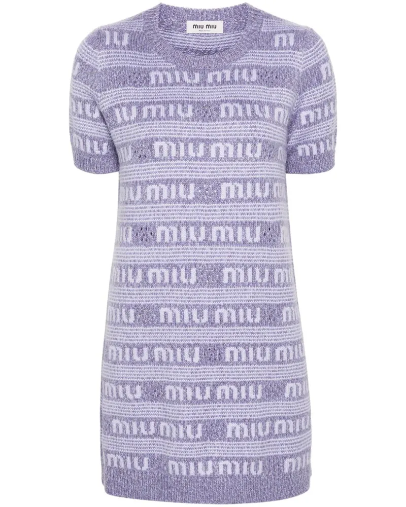 Miu Miu Minikleid mit Logo - Violett Violett