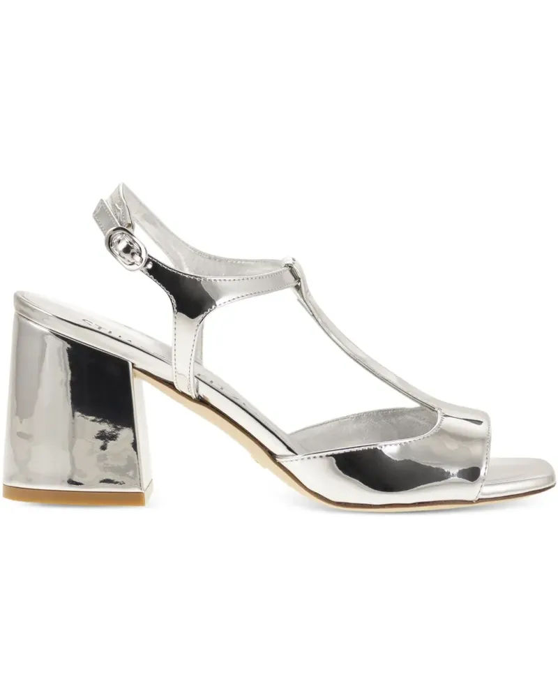 Stuart Weitzman Verspiegelte Flareblock Sandalen 85mm - Silber Silber