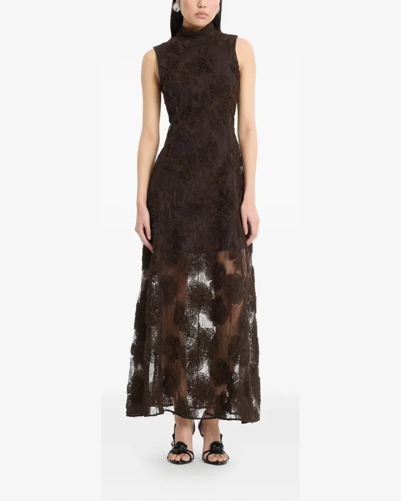 ROTATE Birger Christensen Flower Maxikleid - Braun Braun