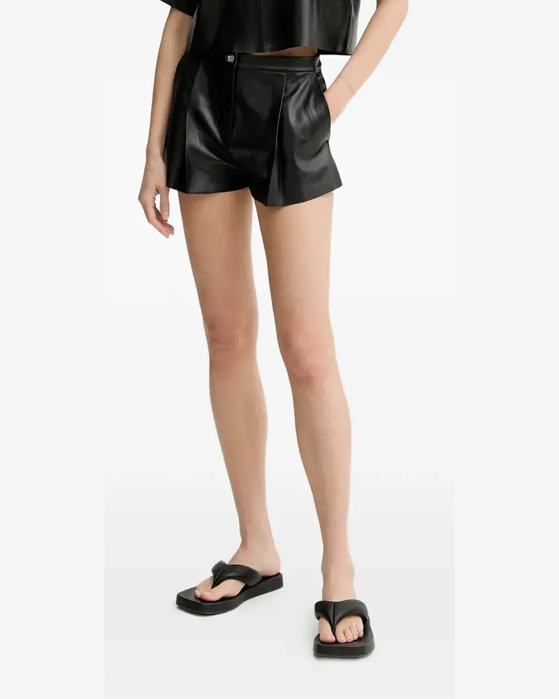 STAND pleated high-waisted shorts - Schwarz Schwarz