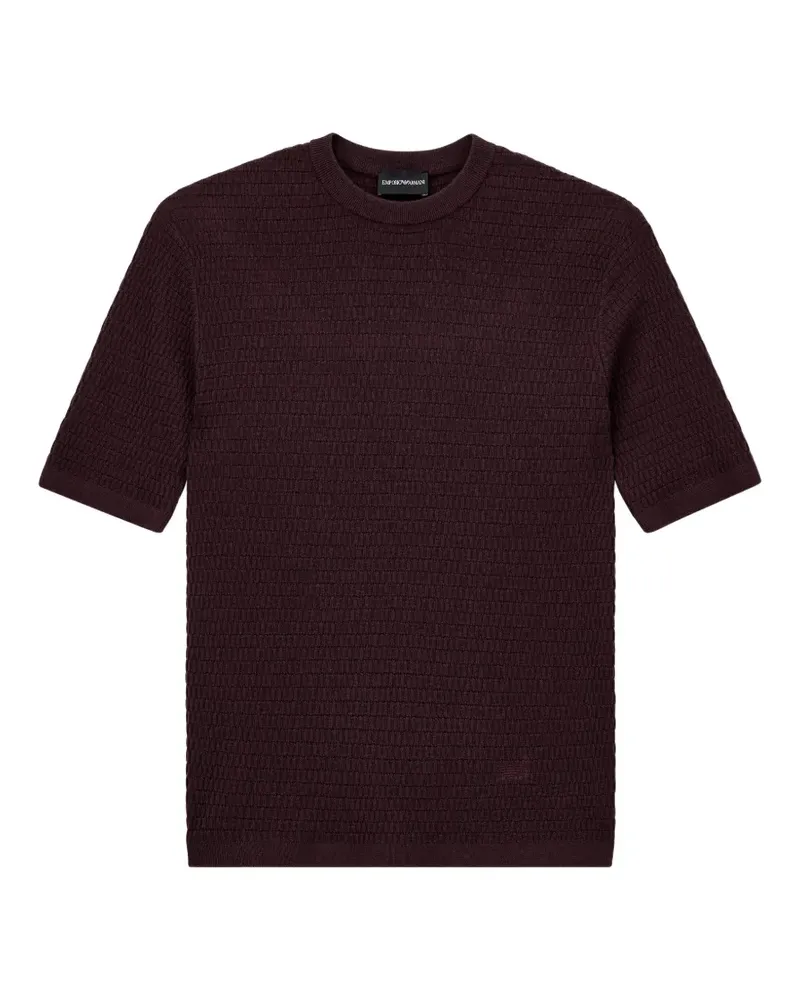 Emporio Armani Pullover aus Schurwolle mit strukturiertem Strick - Rot Rot