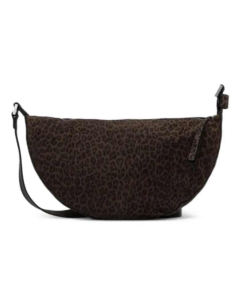 AllSaints Halfmoon Umhängetasche mit Animal-Print - Braun Braun