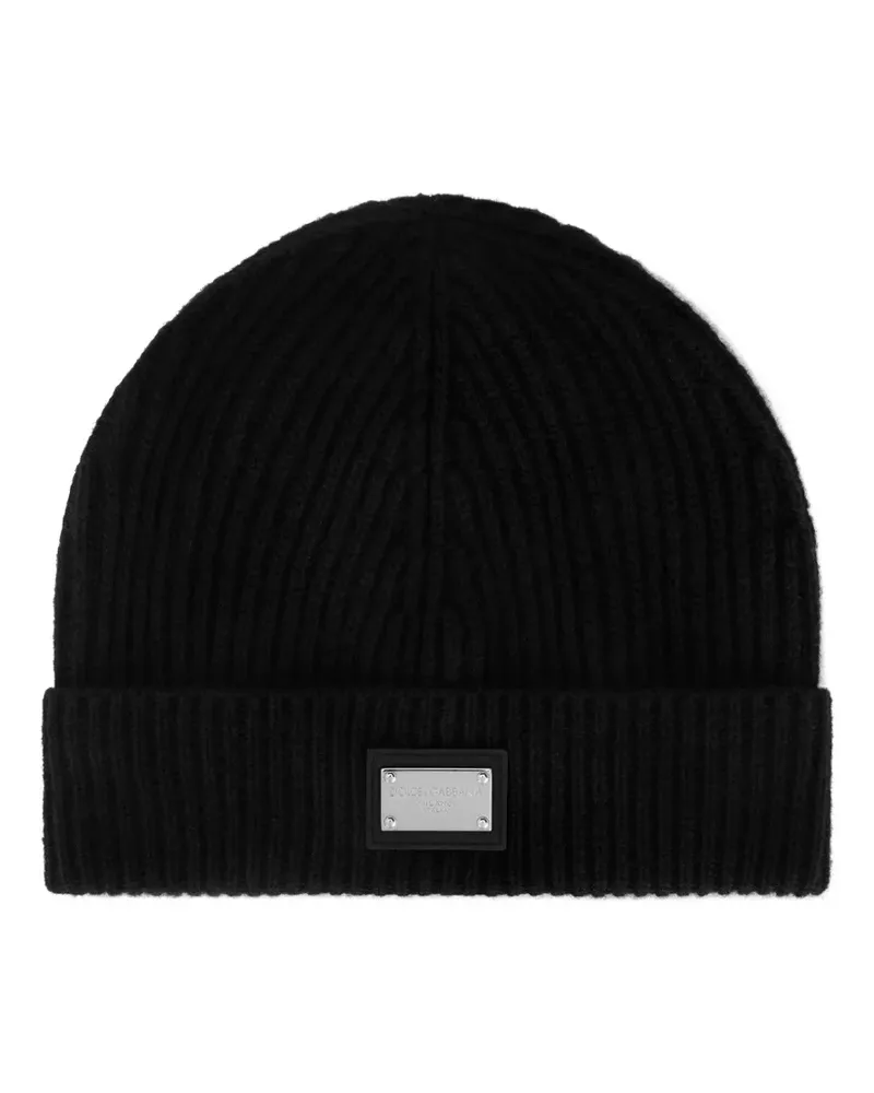 Dolce & Gabbana Mütze aus Kaschmir und Wolle mit Logo - Schwarz Schwarz