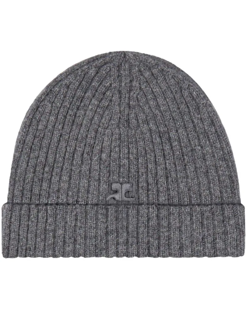 Courrèges Beanie mit Logo-Stickerei - Grau Grau