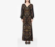 obsidian-print long-sleeve dress - Schwarz