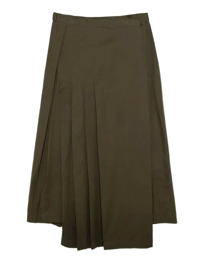 Yohji Yamamoto Twill-Wickelrock mit Falten - Grün Grün