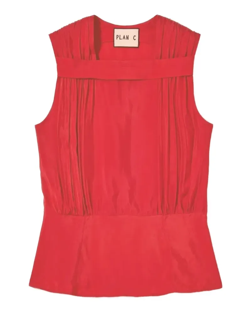 PLAN C Top mit Falten - Rot Rot