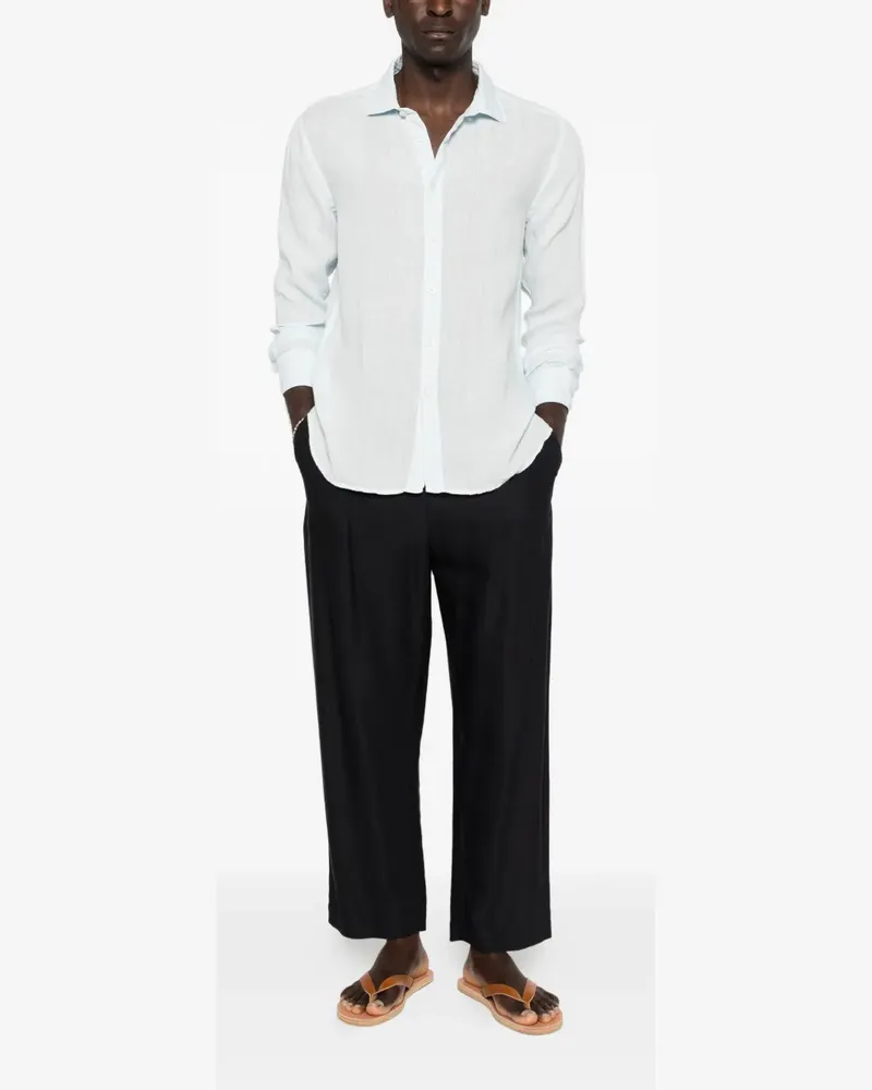 120% Lino collared shirt - Blau Blau