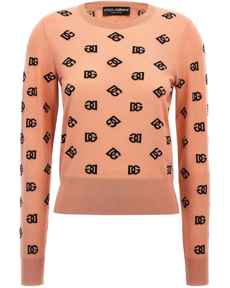 Dolce & Gabbana Pullover mit Woll-Seiden-Logo - Rosa Rosa