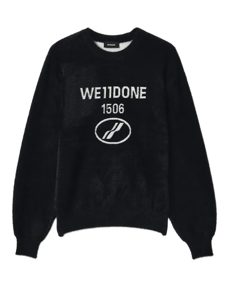 WE 11 DONE logo-intarsia fuzzy-knit sweater - Schwarz Schwarz
