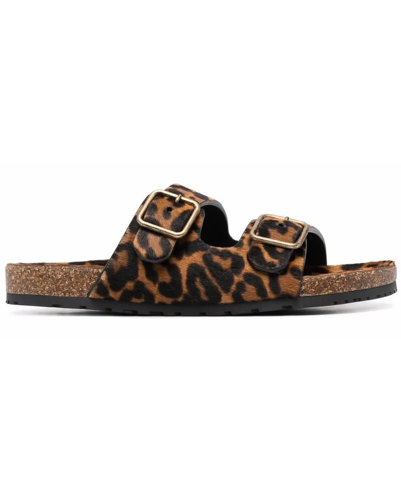 Saint Laurent Sandalen mit Leoparden-Print - Nude Nude