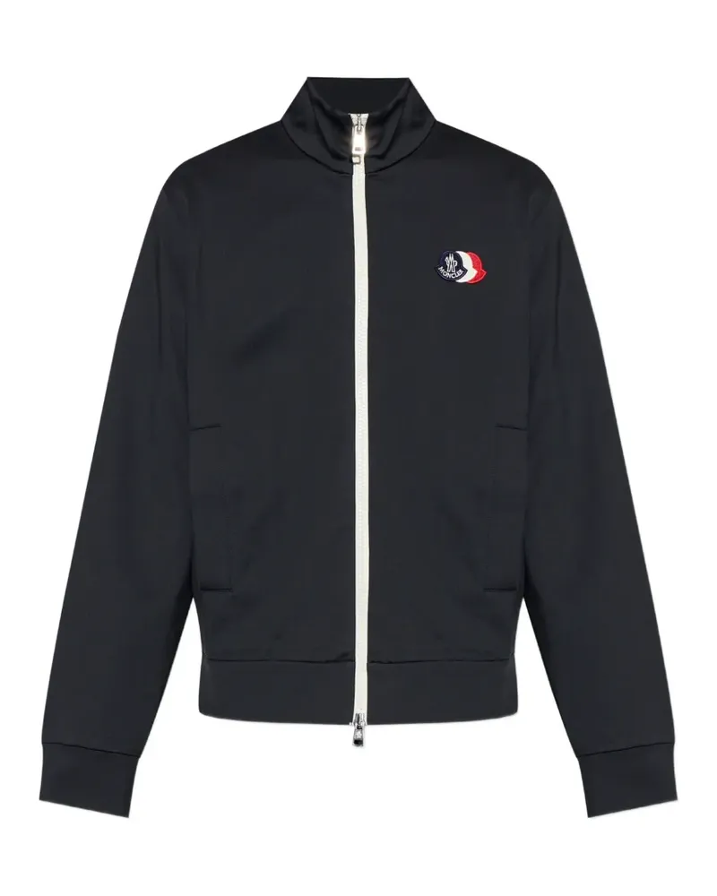Moncler logo-patch zip-up sweatshirt - Blau Blau