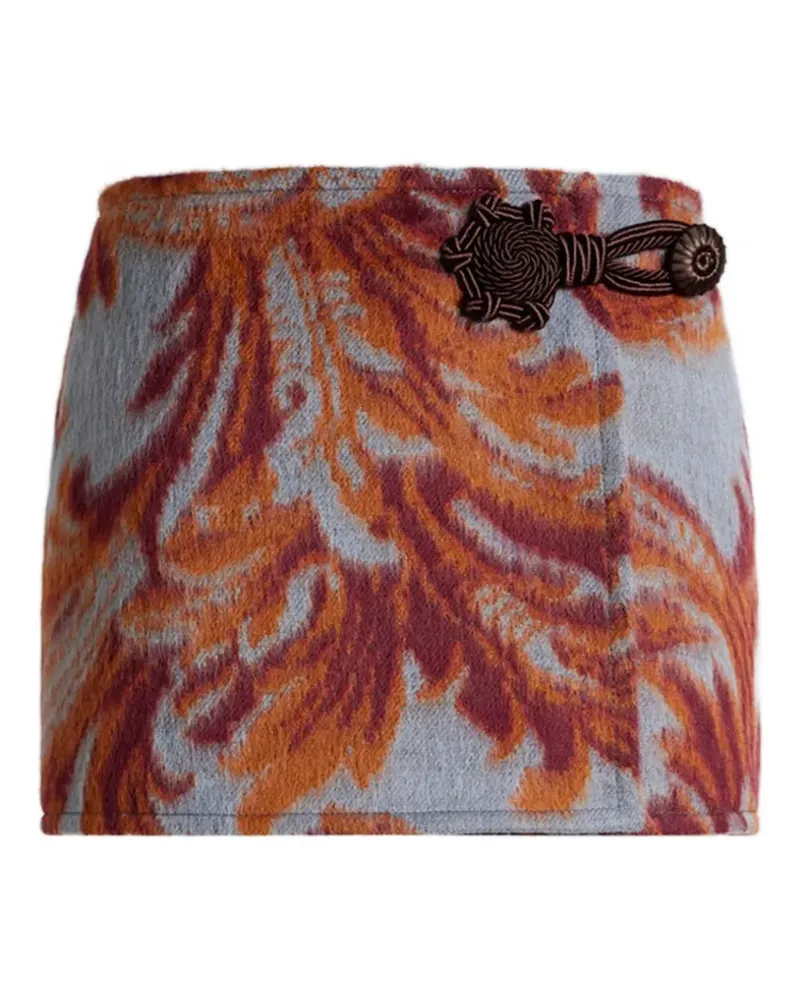 Etro Gürtel-Minirock mit Blatt-Print - Grau Grau