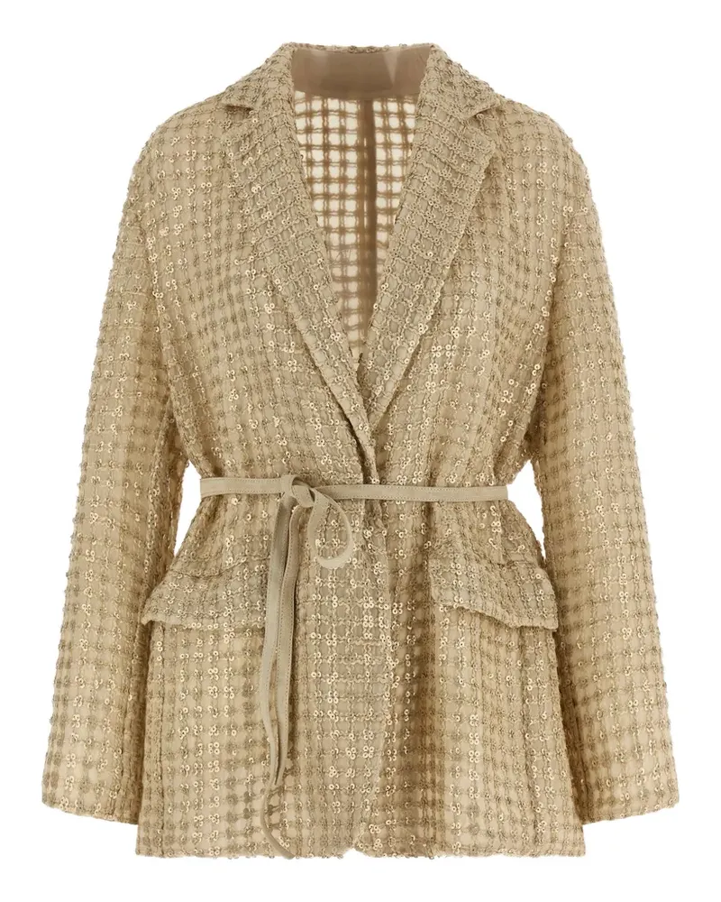 Brunello Cucinelli net embroidery blazer - Gold Gold