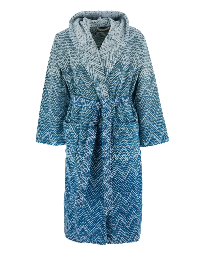 Missoni Home Morgenmantel mit Kapuze und Zickzackmotiv - Blau Blau