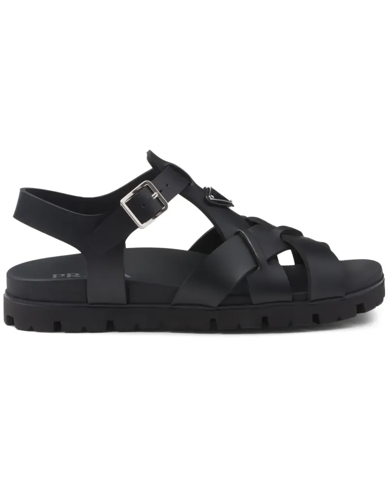 Prada Gewebte Sandalen mit Triangel-Logo - Schwarz Schwarz