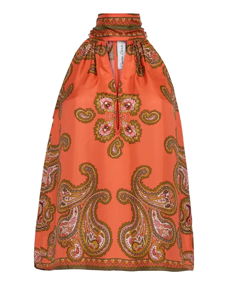 Varley Sundance paisley-print halter-neck blouse - Orange Orange