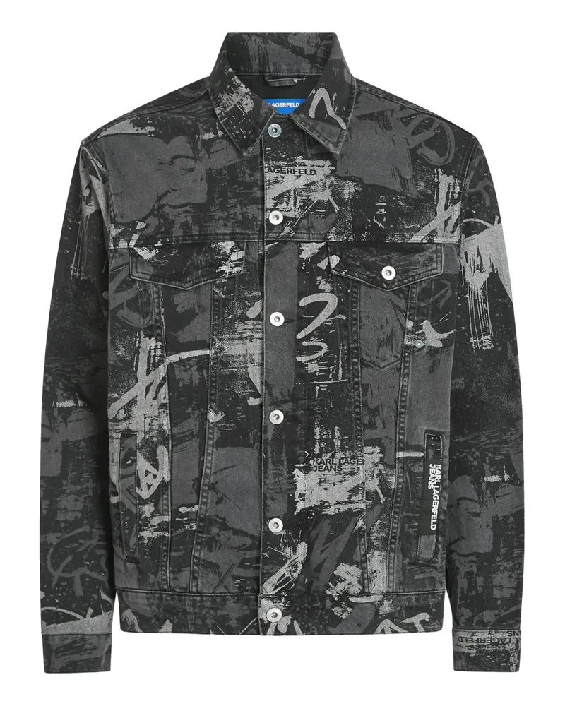 Karl Lagerfeld Jeansjacke mit durchgehendem Print - Grau Grau