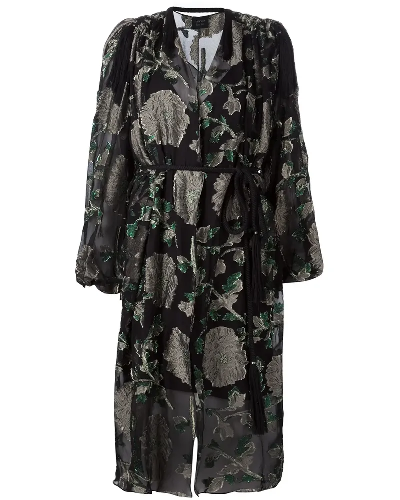 Lanvin Semi-transparentes Kleid mit Blumenmuster - Schwarz Schwarz