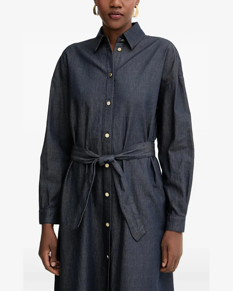 Armani Exchange Geknöpftes Mini-Hemdkleid mit Gürtel - Blau Blau