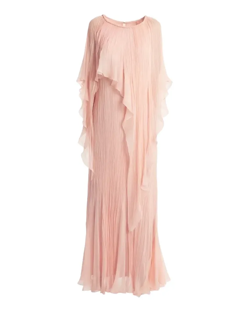 Irina Schrotter plissé-effect ruffled midi dress - Rosa Rosa