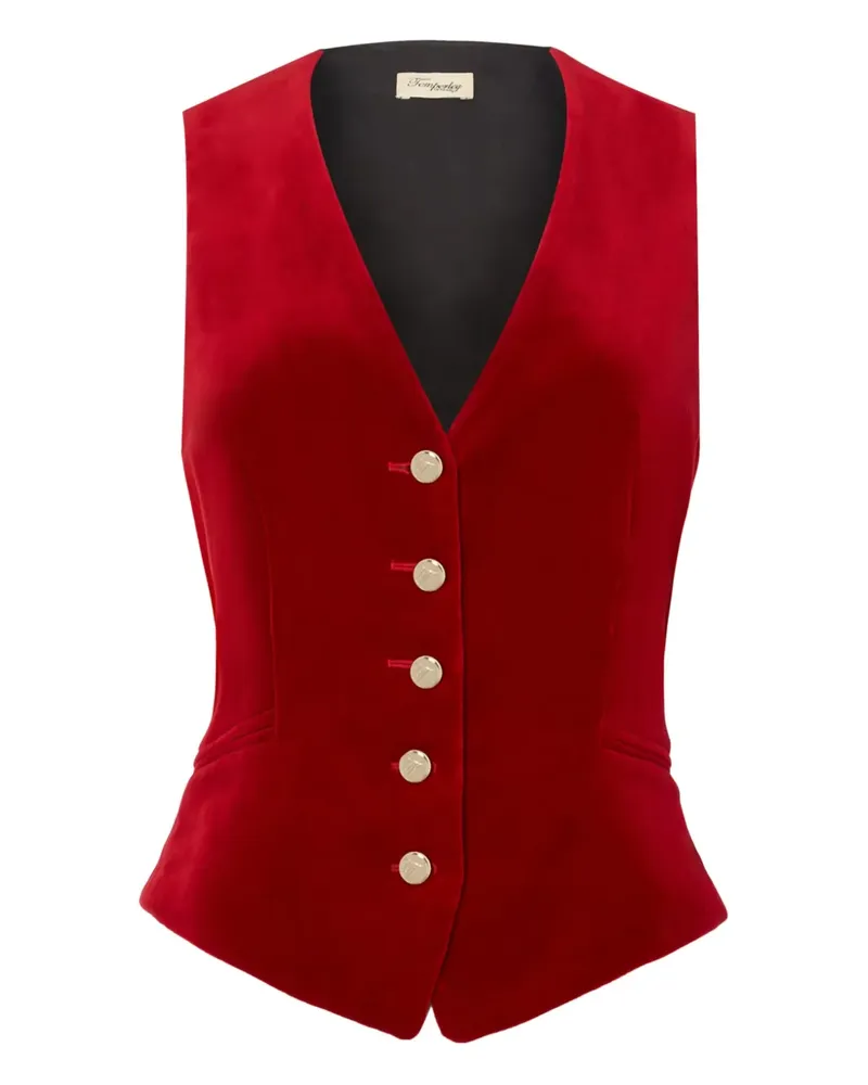 Temperley London Geknöpfte Weste aus Samt - SCARLET Scarlet