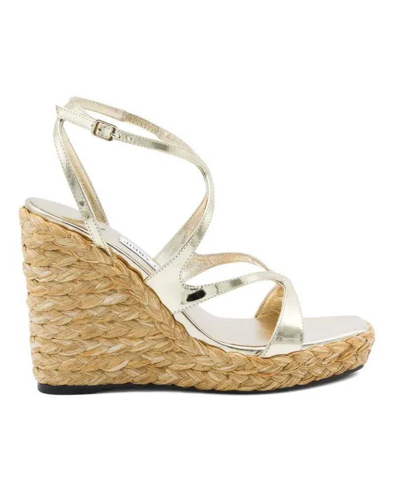 Jimmy Choo Ayla metallic-straps heeled espadrilles - Gold Gold