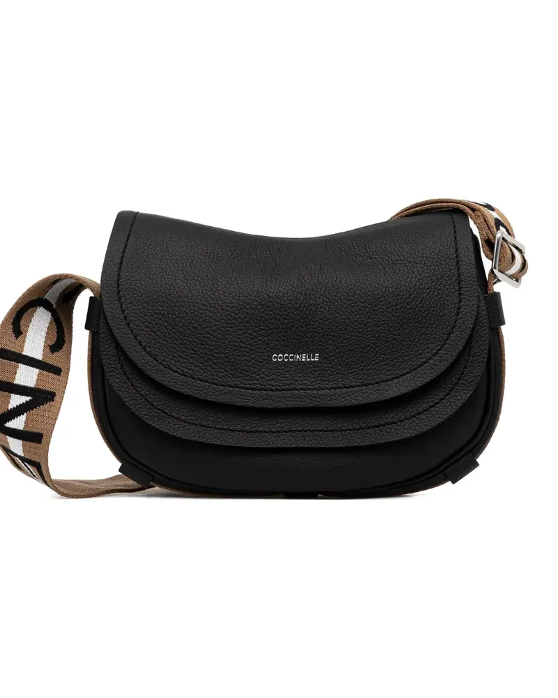 Coccinelle curved logo strap cross body bag - Schwarz Schwarz