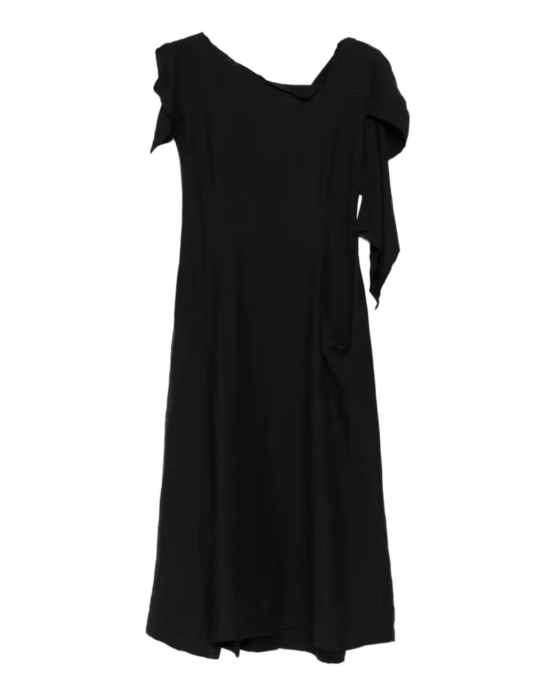 Yohji Yamamoto Asymmetrisches Midikleid - Schwarz Schwarz