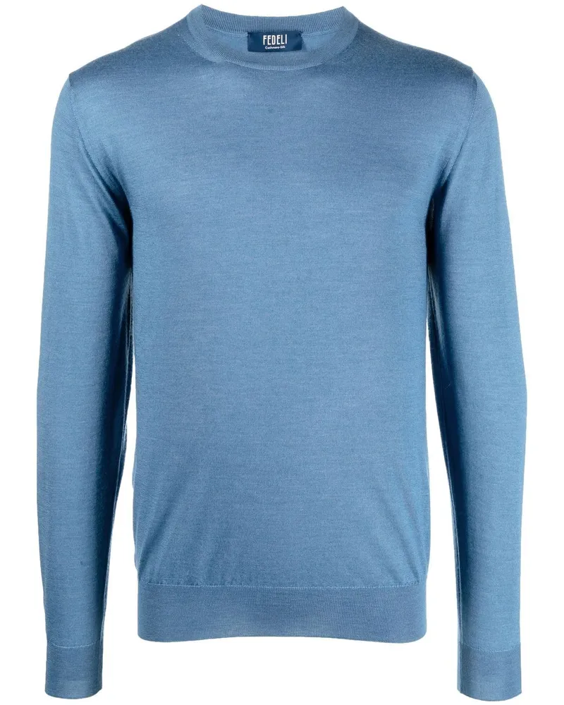 Fedeli Pullover mit Rundhalsausschnitt - Blau Blau