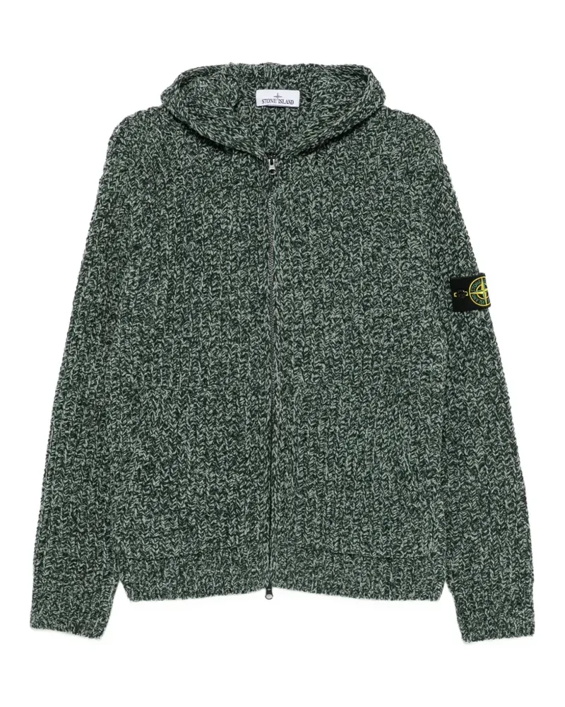 Stone Island logo-patch zip-up hoodie - Grün Grün
