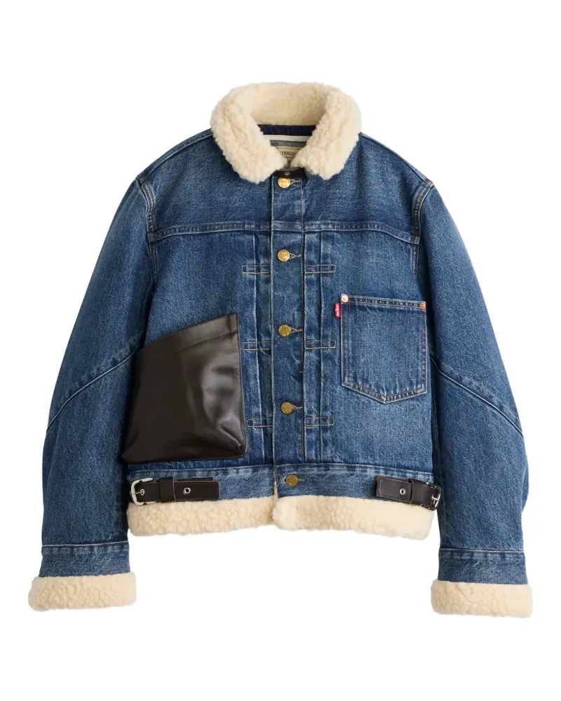 Sacai x Levi's Jeansjacke mit Lederbesatz - Blau Blau