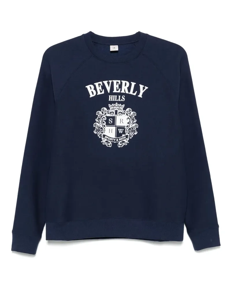SPORTY & RICH Sweatshirt mit Beverly Hills-Wappen - Blau Blau