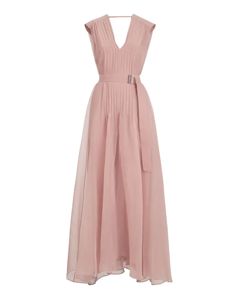 Brunello Cucinelli belted pleated silk maxi dress - Rosa Rosa