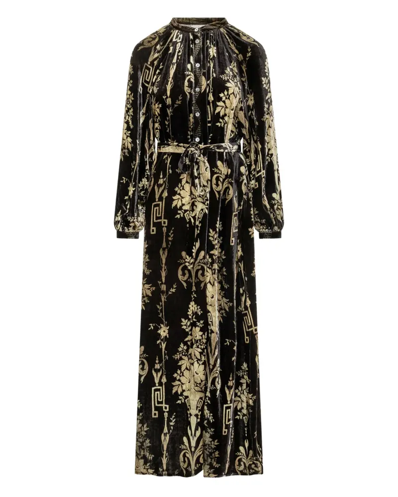 Pierre-Louis Mascia Maxikleid mit Blumen-Print - Schwarz Schwarz