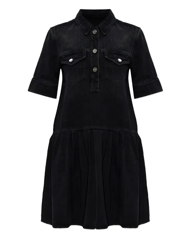 Ganni short-sleeved denim dress - Schwarz Schwarz