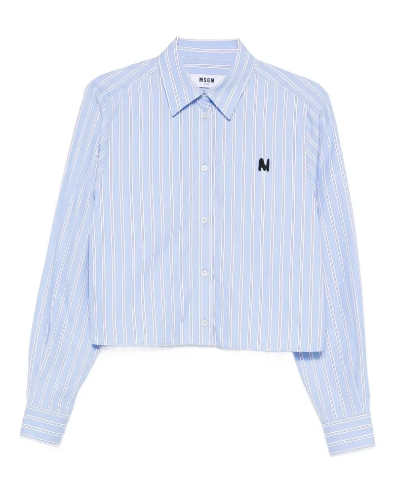 MSGM striped logo-embroidered shirt - Blau Blau