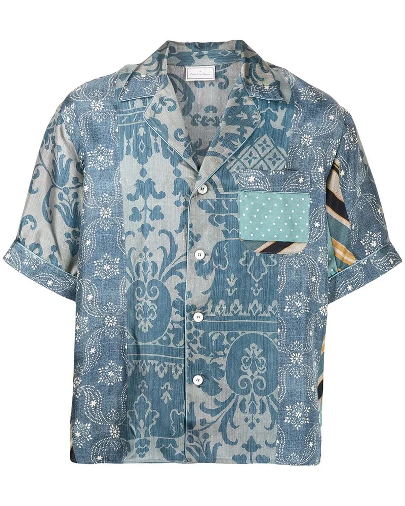 Pierre-Louis Mascia Seidenhemd mit Print-Mix Blau