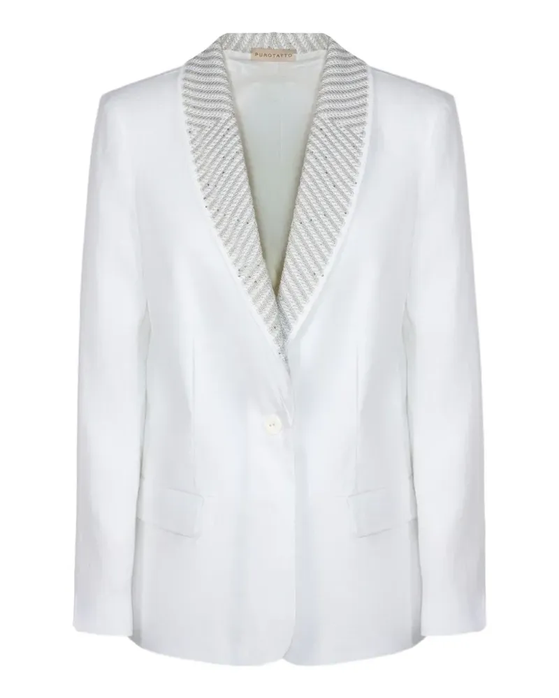 Purotatto linen single-breasted blazer - Weiß Weiß