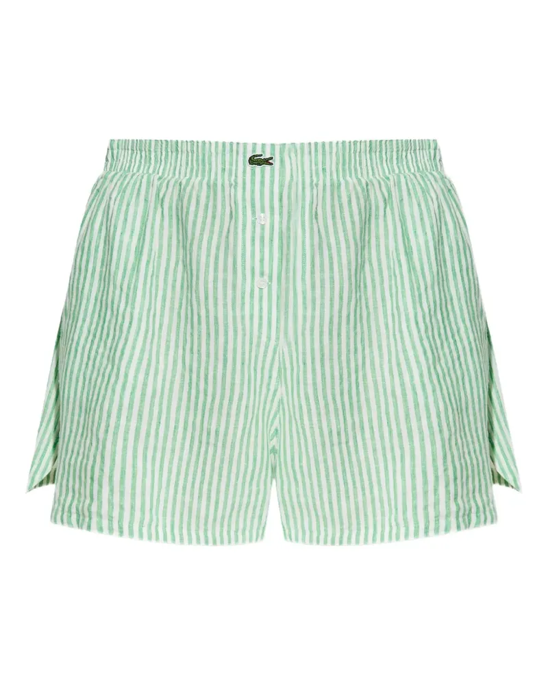 Lacoste Gestreifte Shorts - Grün Grün