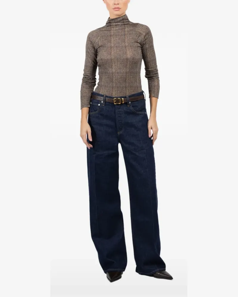 Rag & Bone Kariertes Oberteil mit Stehkragen - Braun Braun