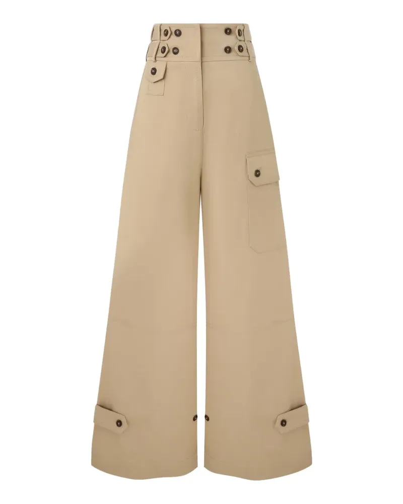 Zimmermann Rebellion button-embellished palazzo pants - Nude Nude