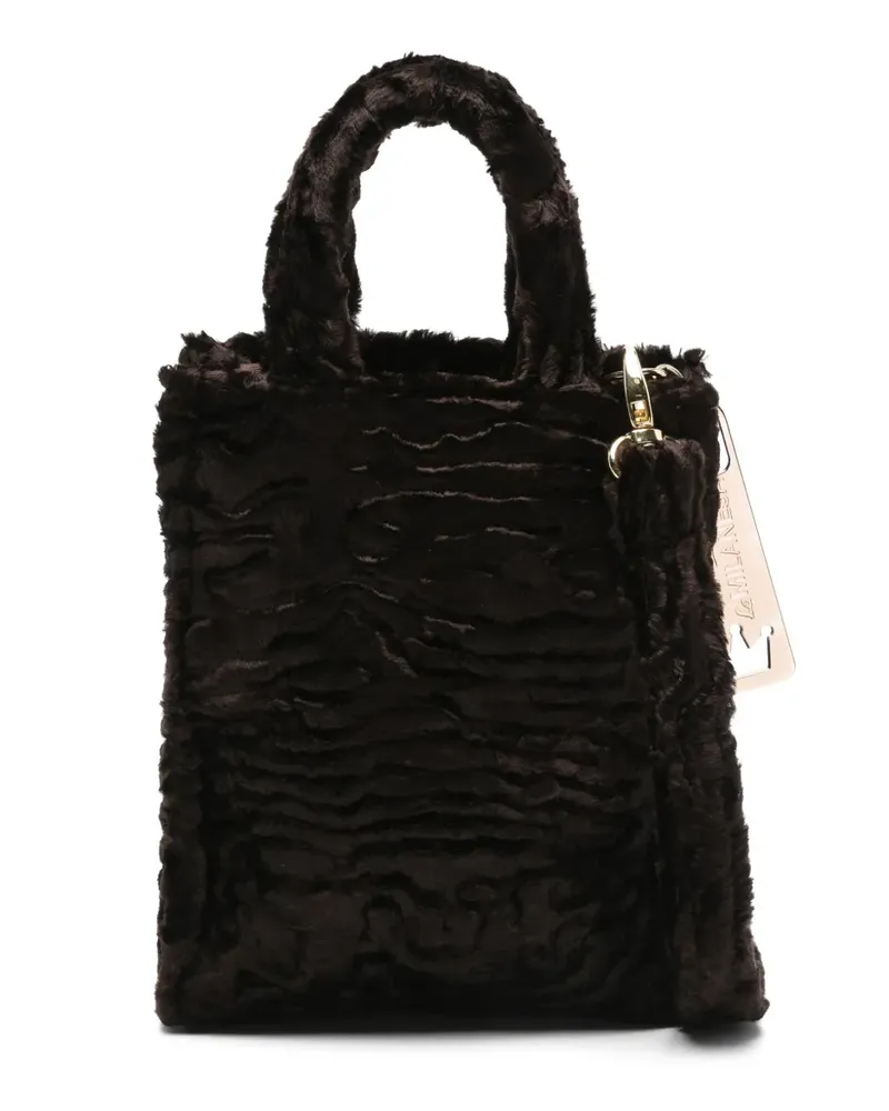 La Milanesa Faux-Fur-Tote Bag mit doppeltem Henkel - Braun Braun