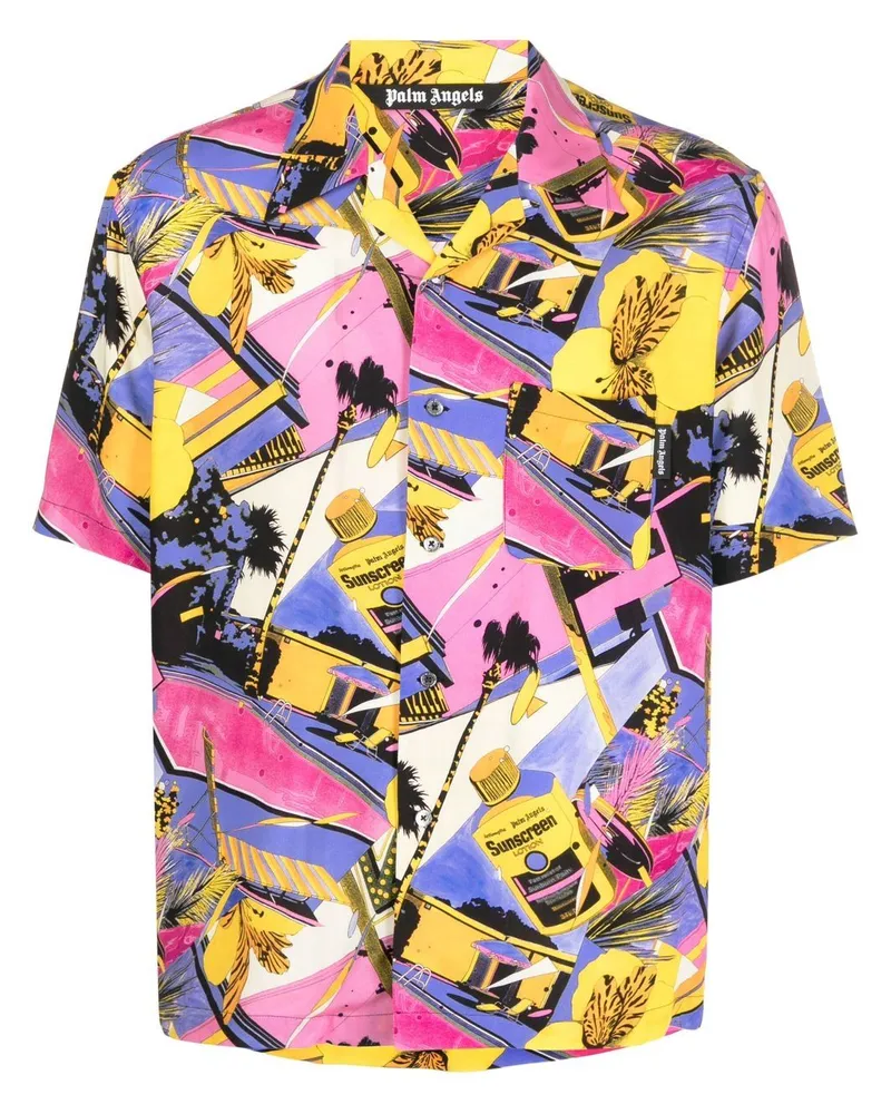 Palm Angels Bowlinghemd mit grafischem Print - Rosa Rosa